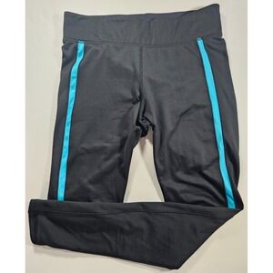 Under Armour Workout Active Leggings Black Blue Stripe Women's Sz 25.5 - 27 inch